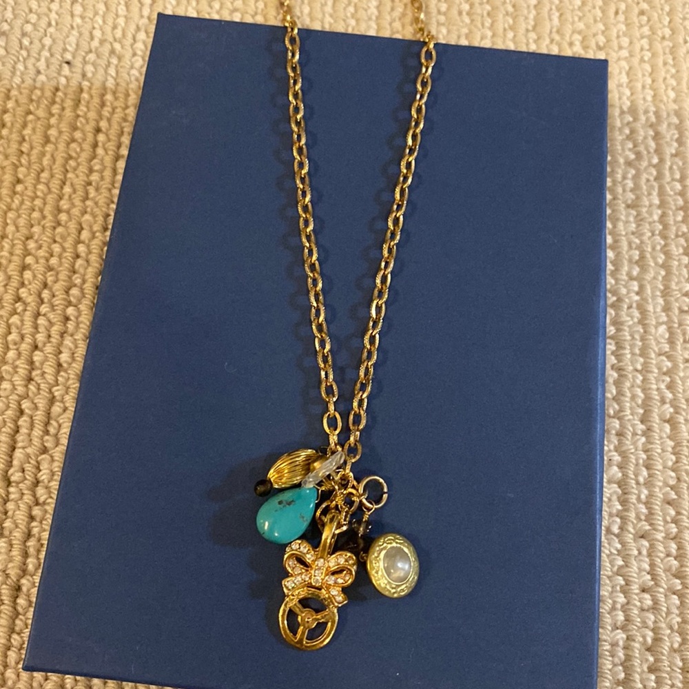 Gold Chain Necklace with Miscellaneous Pendants